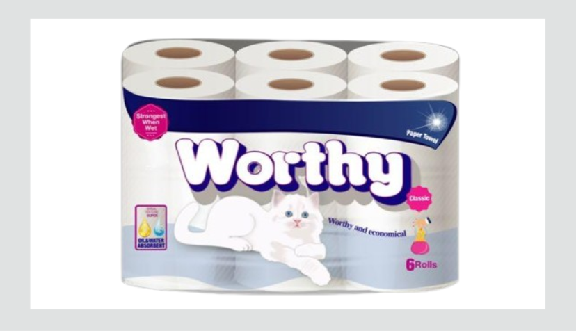 Worthy 6/1 кујнски брисачи во пакување од 6 ролни 100% целулоза